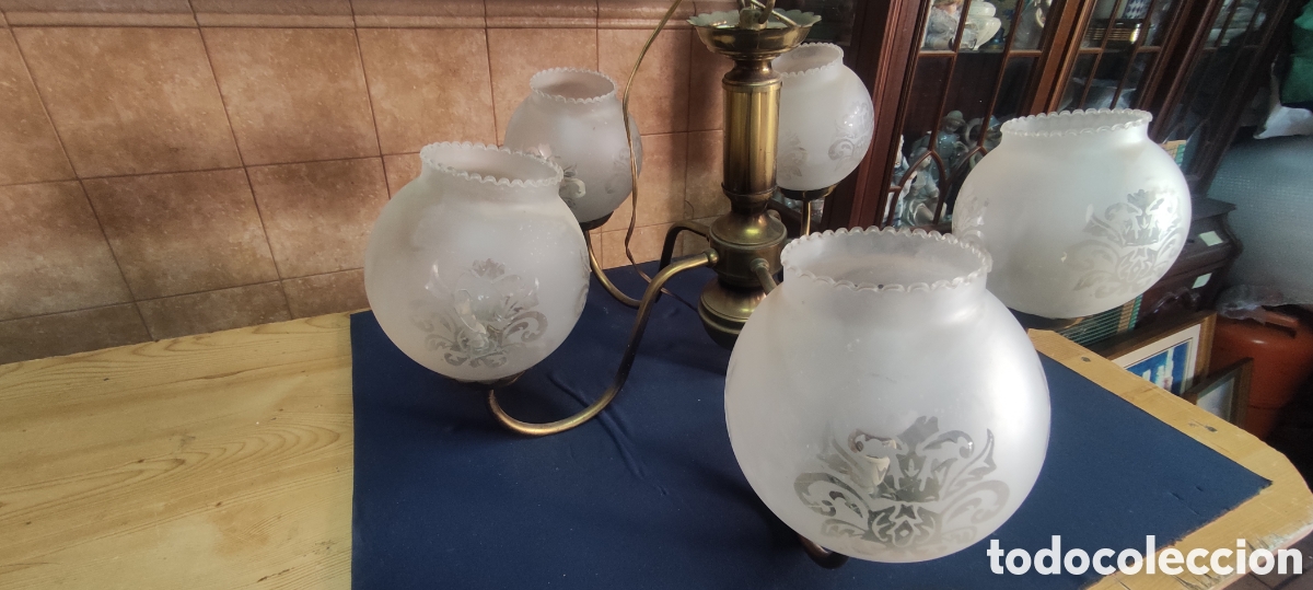 Antig&uuml;edades: Antigua lampara de laton - Foto 6