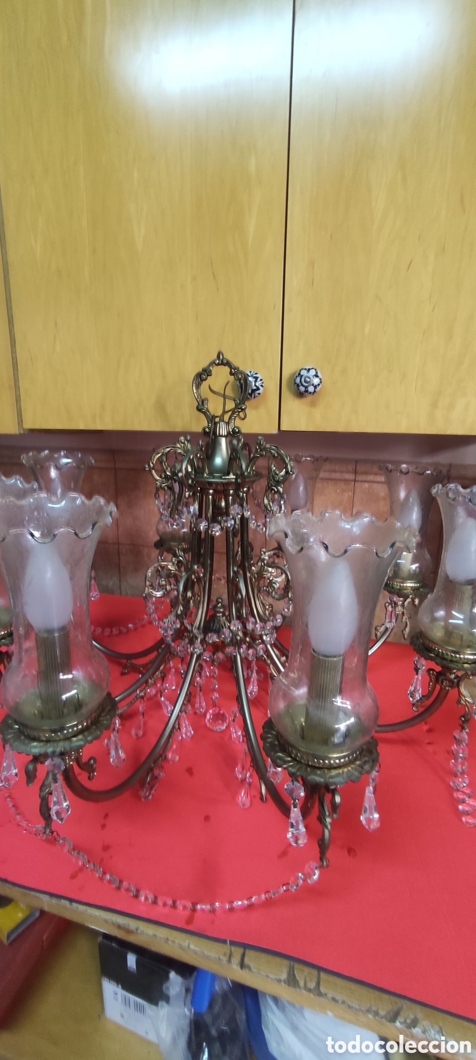Antig&uuml;edades: Antigua lampara 8 brazos - Foto 5
