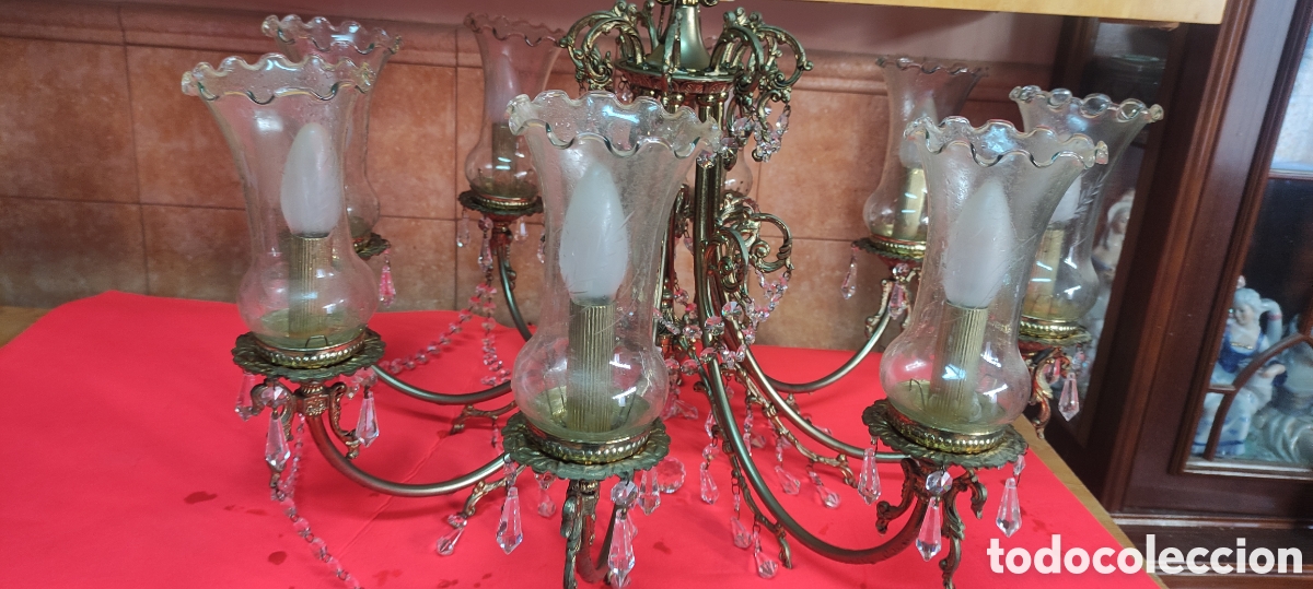 Antig&uuml;edades: Antigua lampara 8 brazos - Foto 13