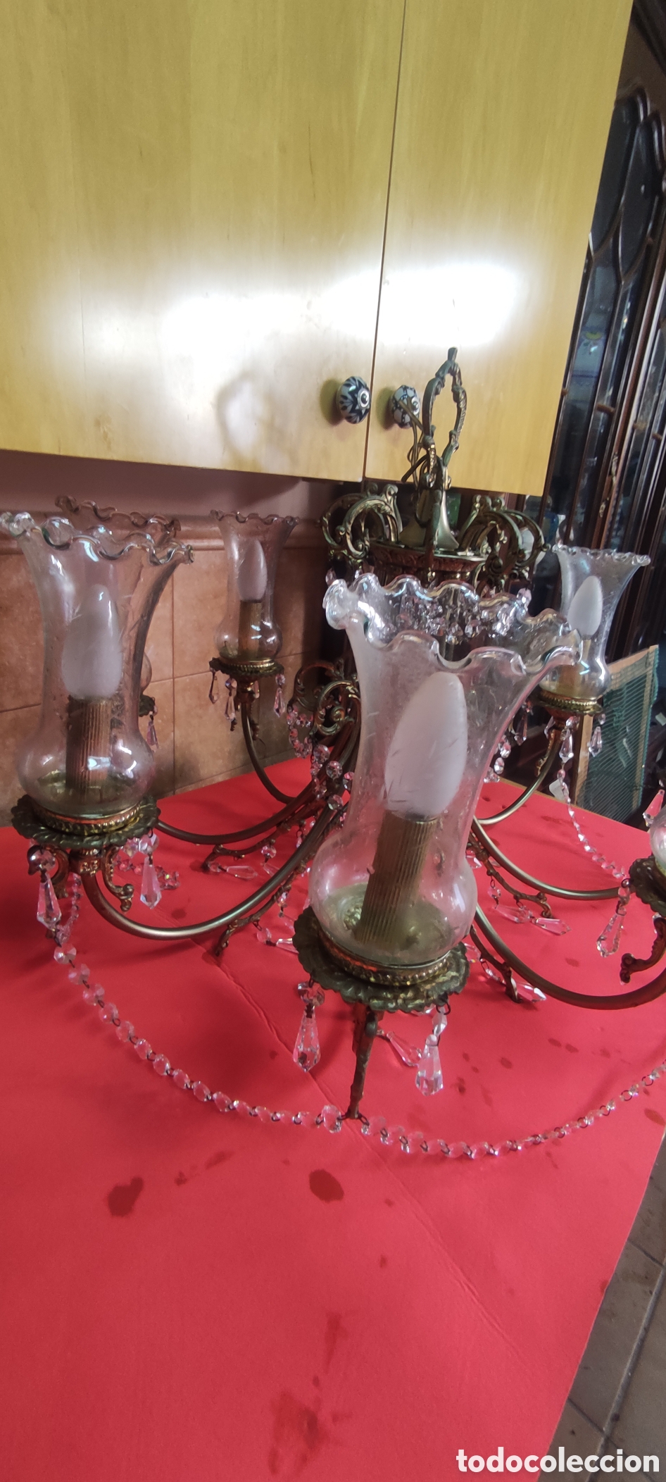 Antig&uuml;edades: Antigua lampara 8 brazos - Foto 14