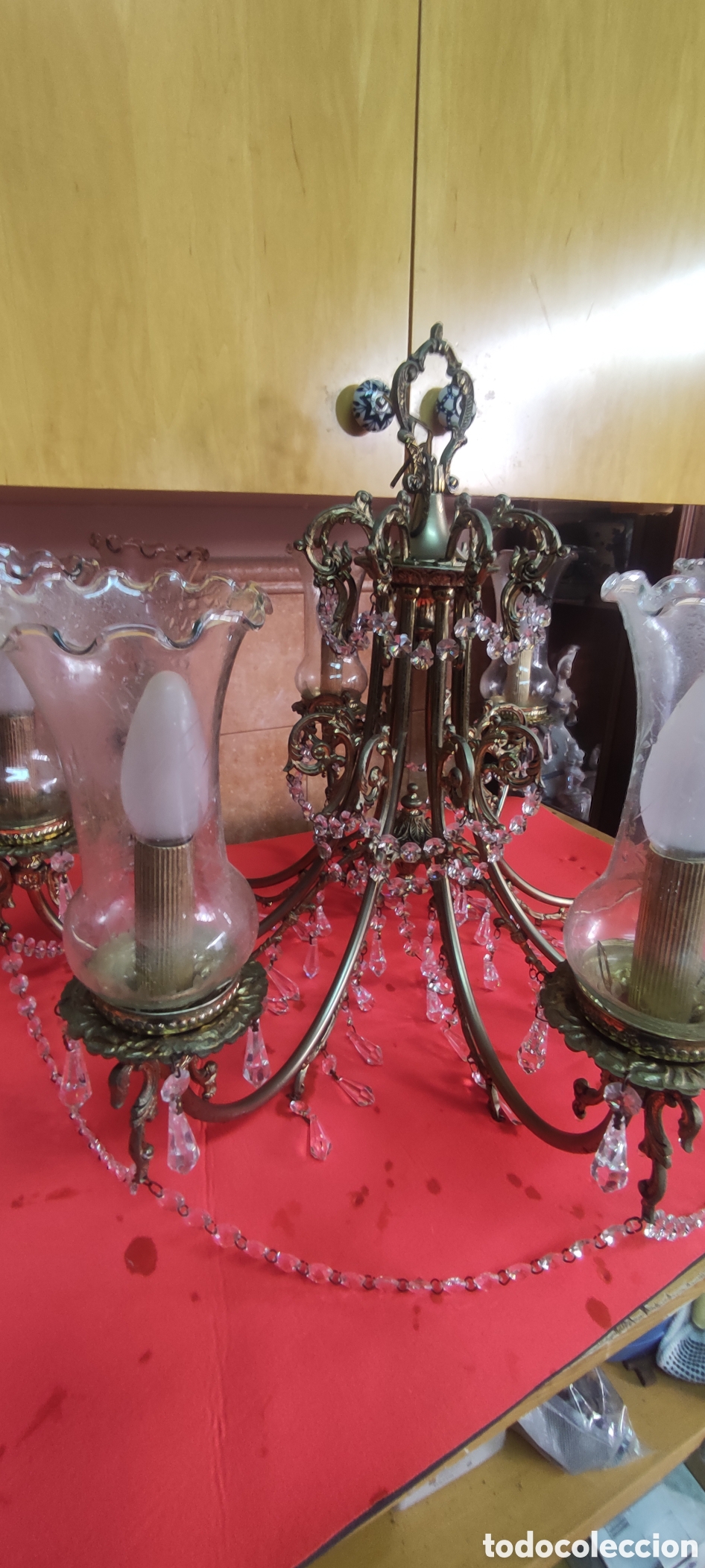 Antig&uuml;edades: Antigua lampara 8 brazos - Foto 15