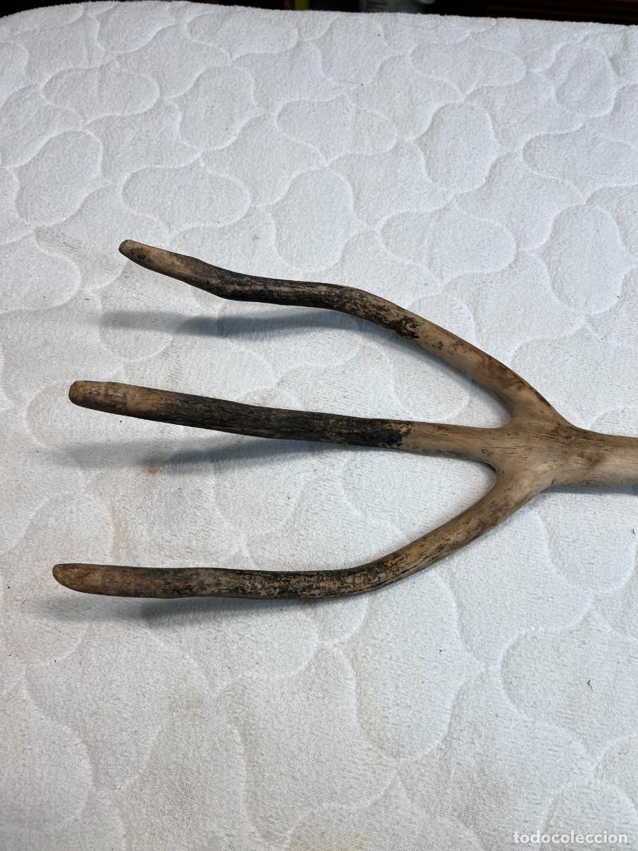 Antig&uuml;edades: HORCA O FORCA DE 3 DIENTES DE MADERA - Foto 2