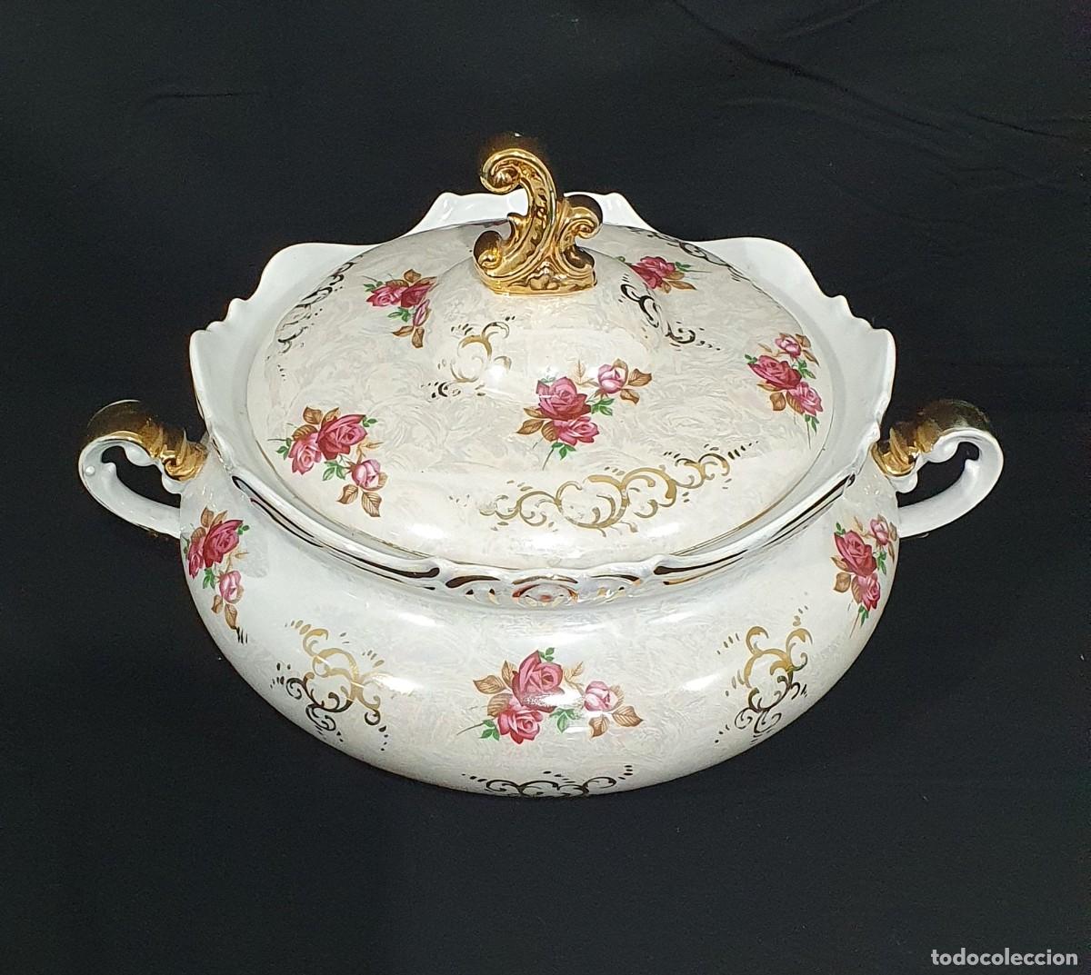 Antig&uuml;edades: Sopera de porcelana decorada 33cm - Foto 2