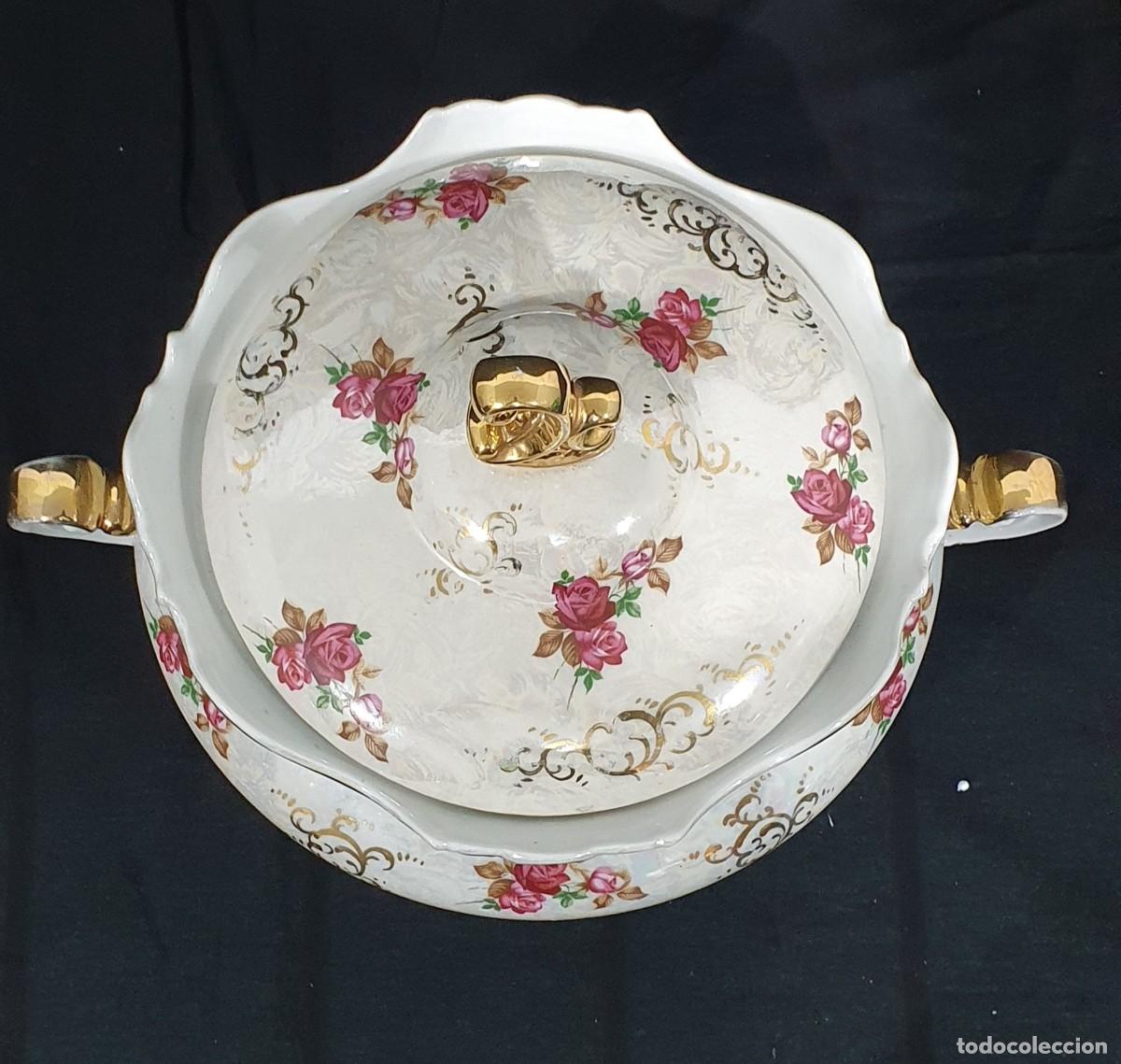 Antig&uuml;edades: Sopera de porcelana decorada 33cm - Foto 4
