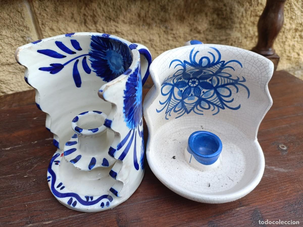 Antig&uuml;edades: Dos portavelas ceramica - Foto 4
