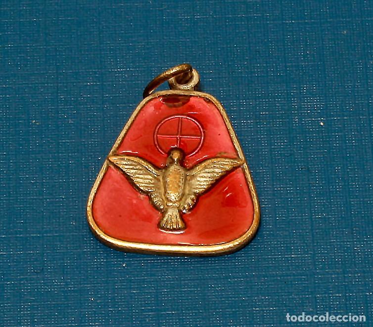 Antig&uuml;edades: MEDALLA ESMALTADA ESP&Iacute;RITU SANTO, ESMALTE ROJO - Foto 1