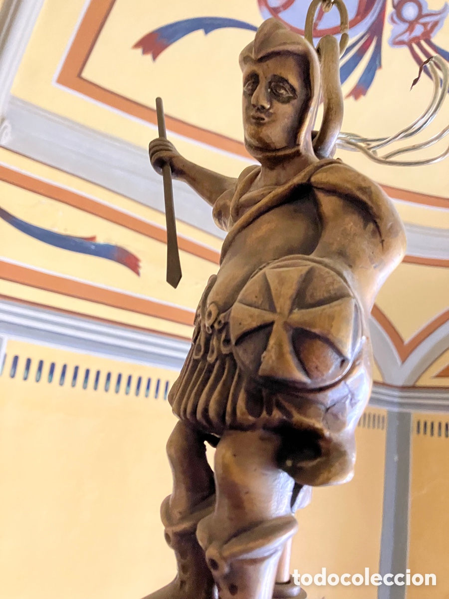 Antig&uuml;edades: Lampara de bronce con figura - Foto 3