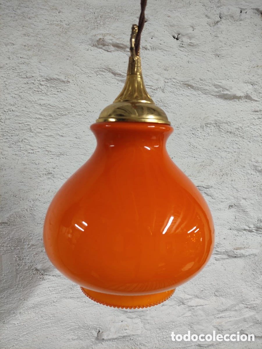 Antig&uuml;edades: L&aacute;mpara Opalina Naranja - Foto 2