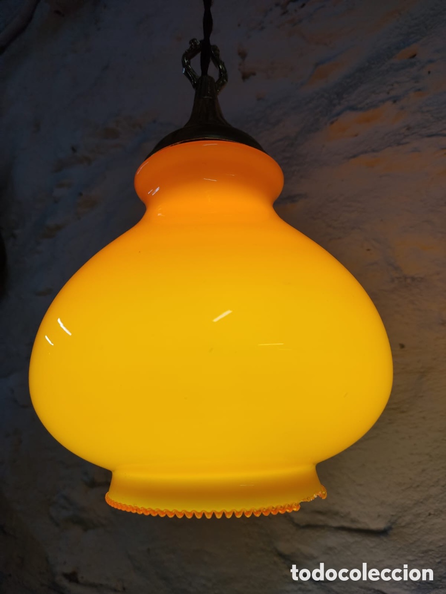 Antig&uuml;edades: L&aacute;mpara Opalina Naranja - Foto 4