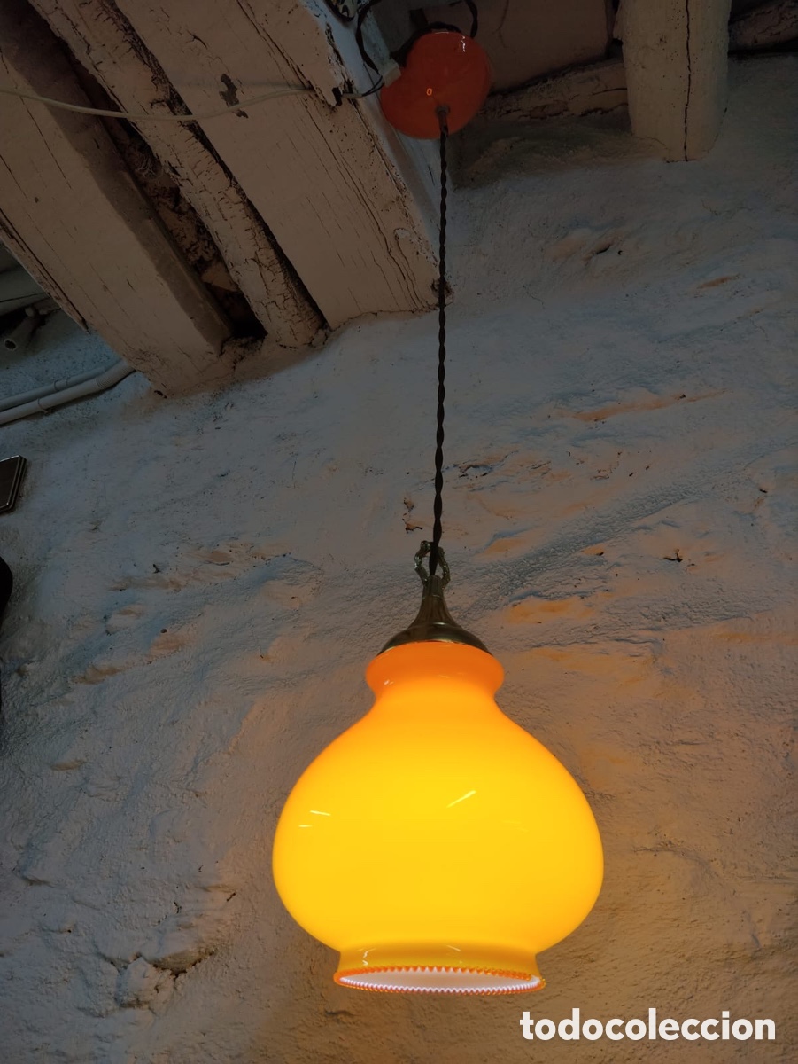 Antig&uuml;edades: L&aacute;mpara Opalina Naranja - Foto 5