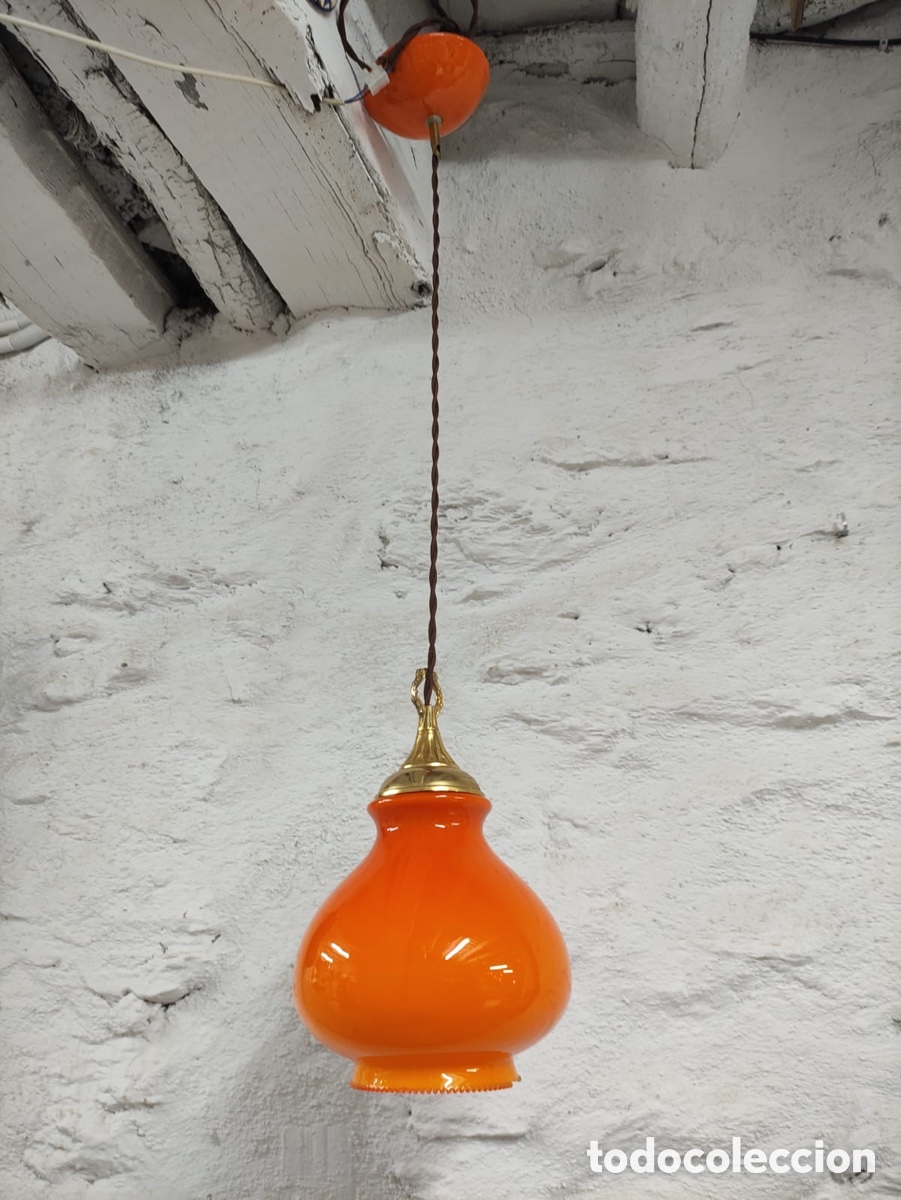 Antig&uuml;edades: L&aacute;mpara Opalina Naranja - Foto 1