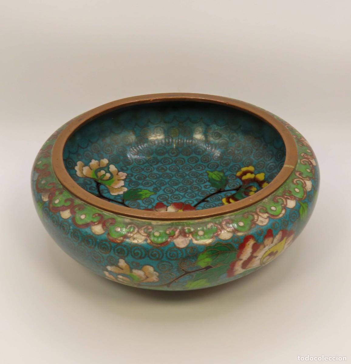 Antig&uuml;edades: CUENCO CHINO ESMALTE CLOISONN&Eacute; BRONCE - Foto 2