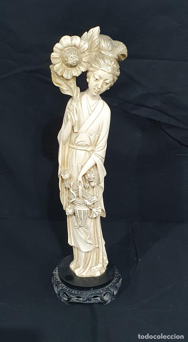 Antig&uuml;edades: Figura dama china en alabastro - Foto 2