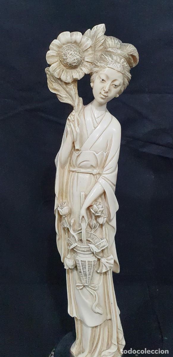 Antig&uuml;edades: Figura dama china en alabastro - Foto 3