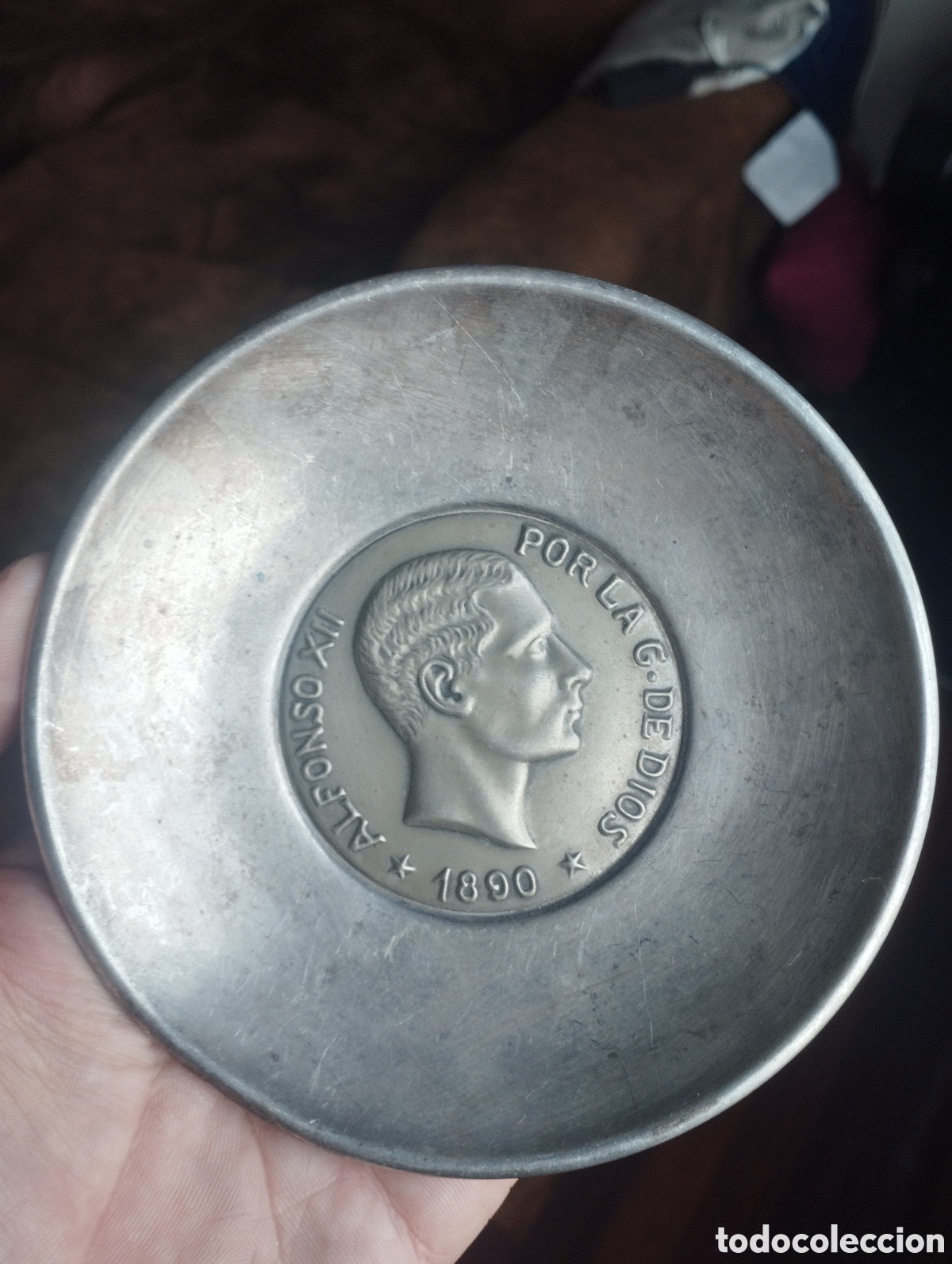 Antig&uuml;edades: Plato de Alfonso XII 1890. - Foto 1