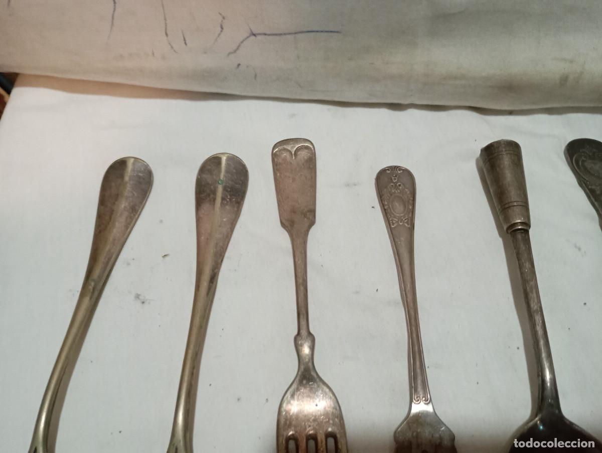 Antig&uuml;edades: lotes de cubiertos de alpaca antiguos - Foto 3