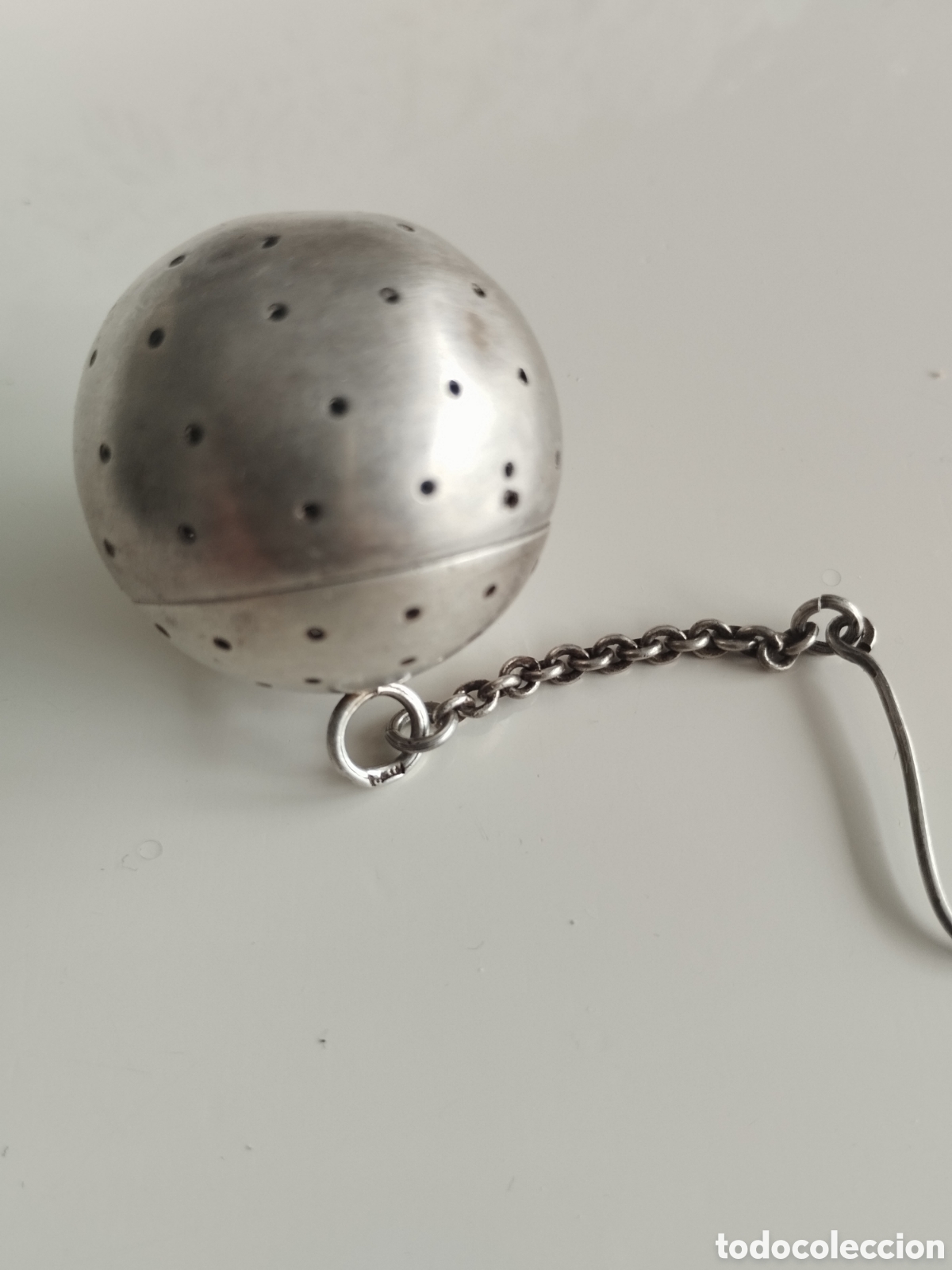 Antig&uuml;edades: Antiguo colador de t&eacute; en plata - Foto 2