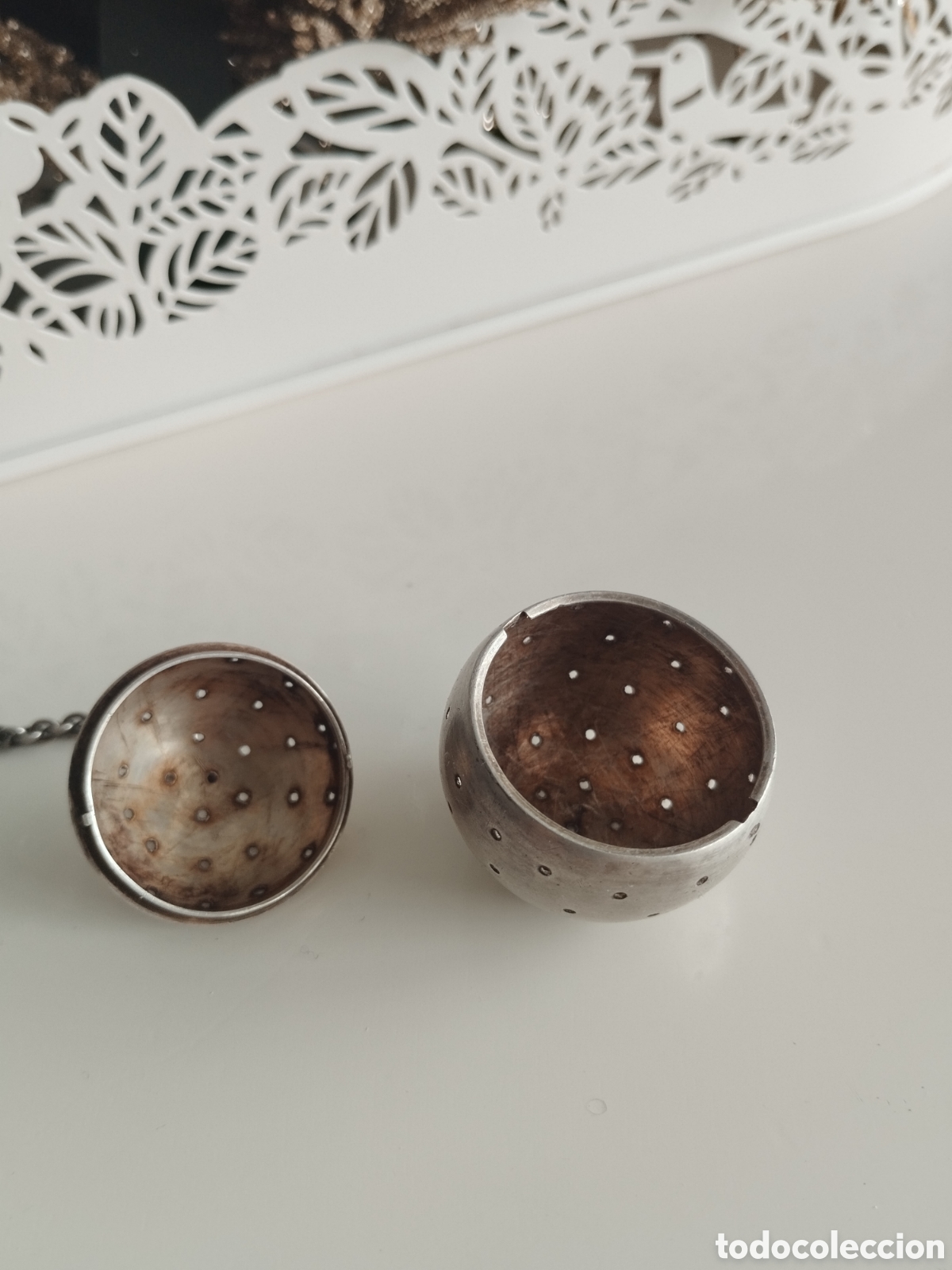 Antig&uuml;edades: Antiguo colador de t&eacute; en plata - Foto 3