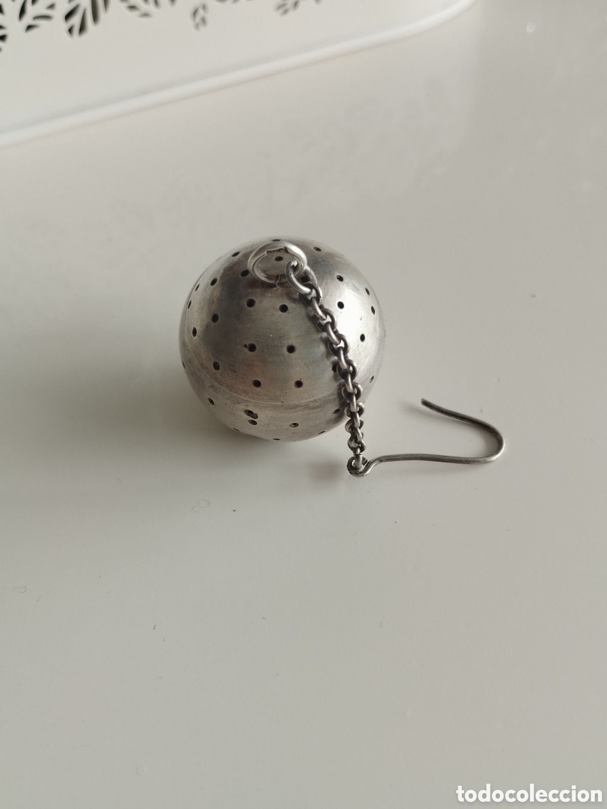 Antig&uuml;edades: Antiguo colador de t&eacute; en plata - Foto 1