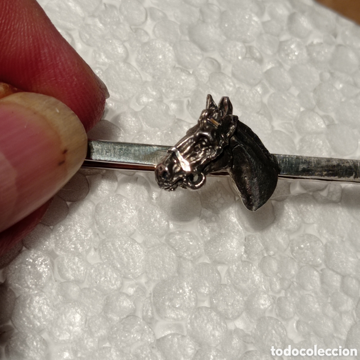 Antig&uuml;edades: Sujetacorbatas cabeza de cabello en plata 925 - Foto 4