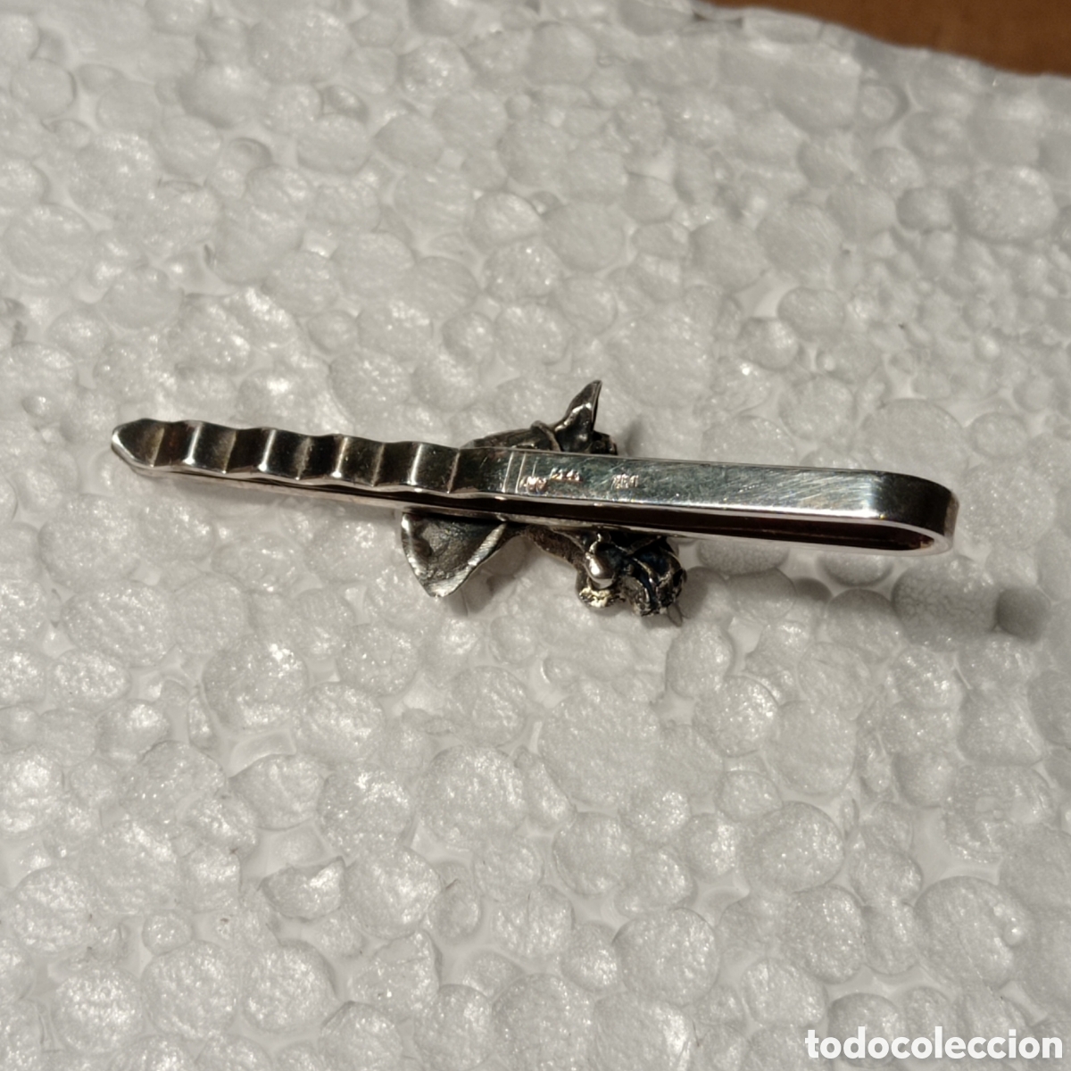 Antig&uuml;edades: Sujetacorbatas cabeza de cabello en plata 925 - Foto 6