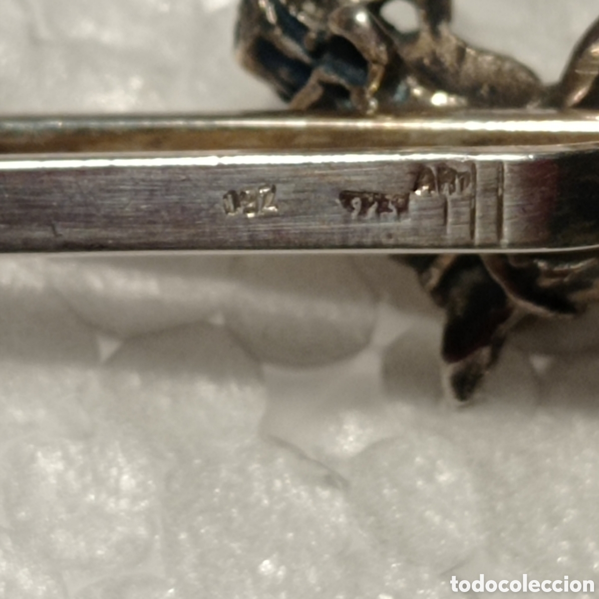 Antig&uuml;edades: Sujetacorbatas cabeza de cabello en plata 925 - Foto 7