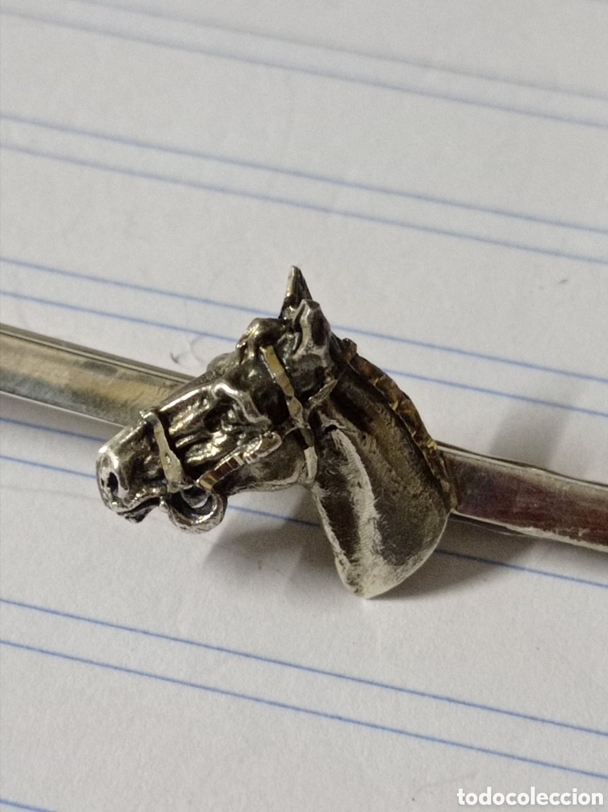 Antig&uuml;edades: Sujetacorbatas cabeza de cabello en plata 925 - Foto 1