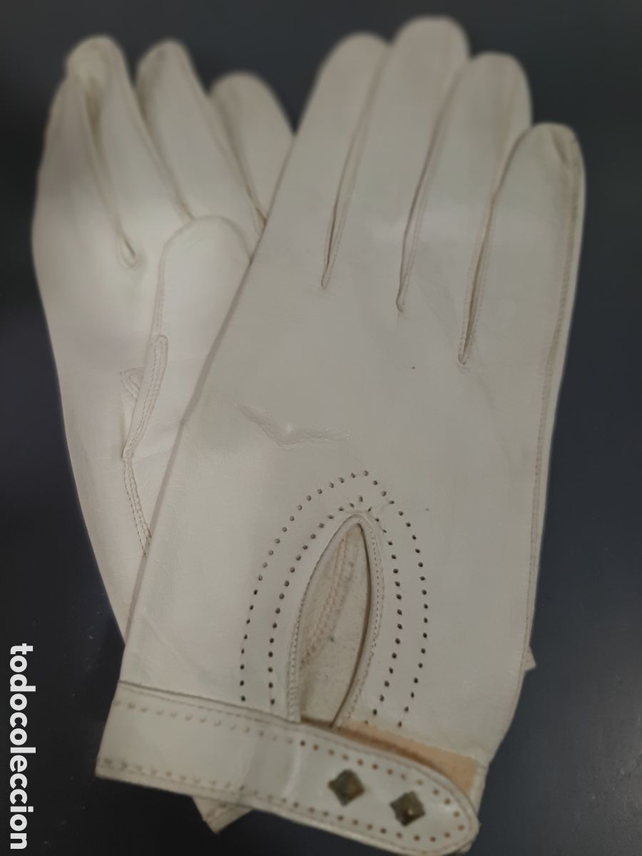 Antig&uuml;edades: Guantes blancos de dama piel - Foto 2