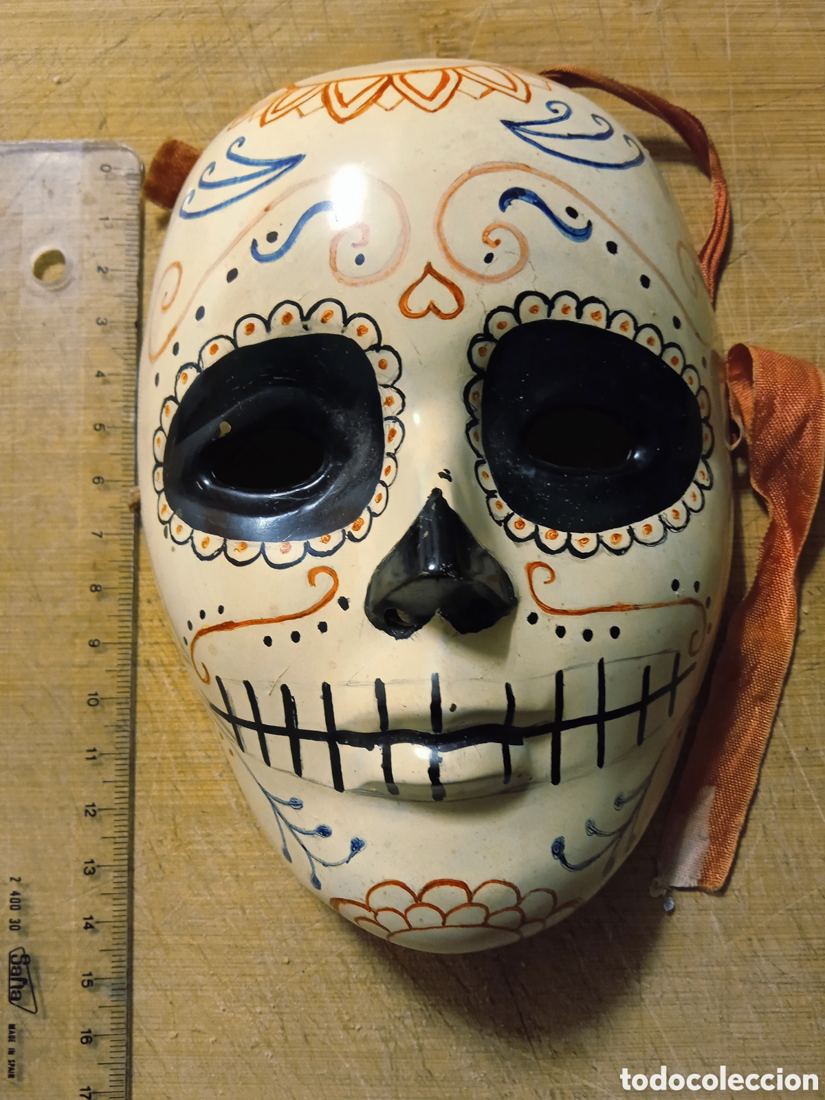 Antig&uuml;edades: Antigua Mascara de lat&oacute;n - Foto 3
