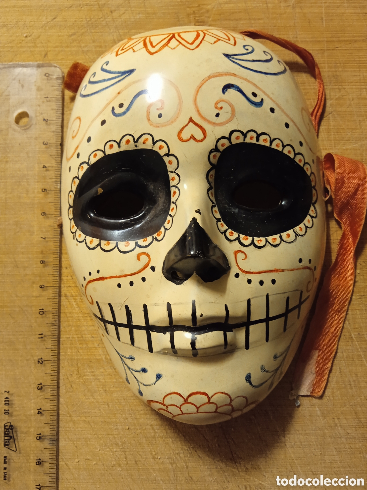 Antig&uuml;edades: Antigua Mascara de lat&oacute;n - Foto 8