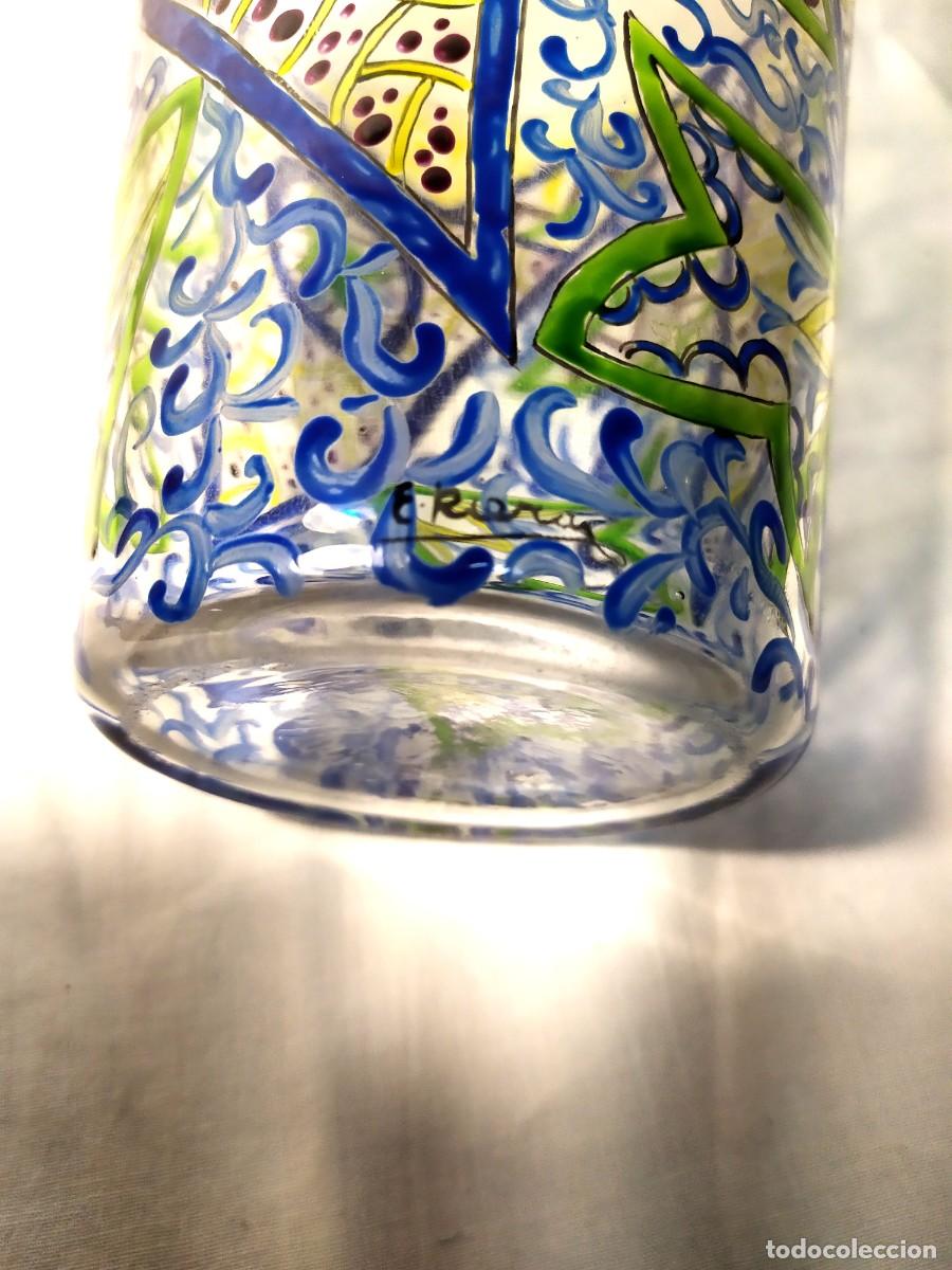 Antig&uuml;edades: JARRON DE CRISTAL ESMALTADO DE E. RIERA - Foto 5