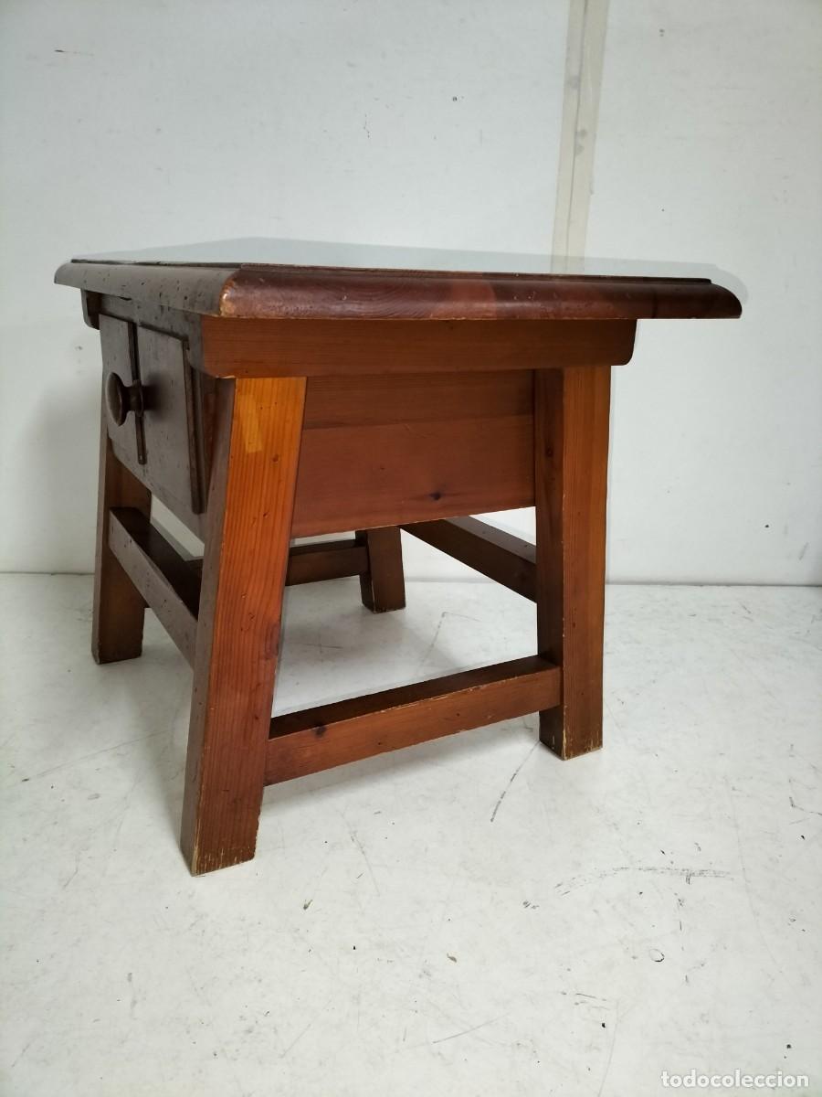 Antig&uuml;edades: Mesa de Centro R&uacute;stica - Mesa Tocinera con Caj&oacute;n - Madera de Pino - Foto 6