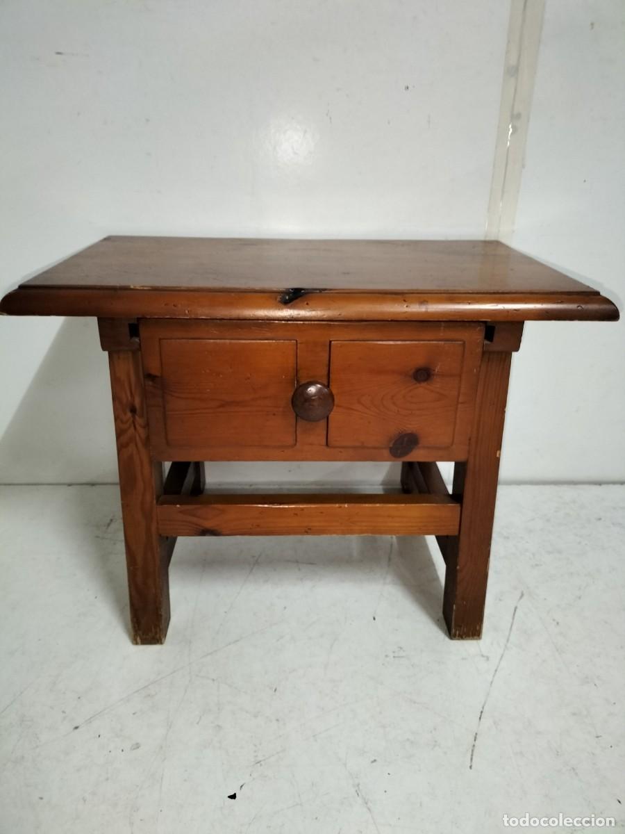 Antig&uuml;edades: Mesa de Centro R&uacute;stica - Mesa Tocinera con Caj&oacute;n - Madera de Pino - Foto 11