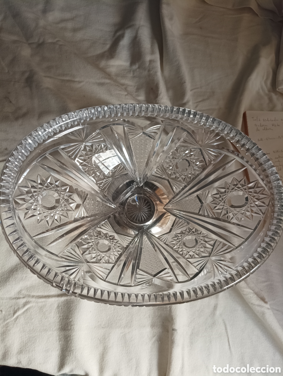 Antig&uuml;edades: FRUTERO DE CRISTAL LABRADO Y PLATA - Foto 2