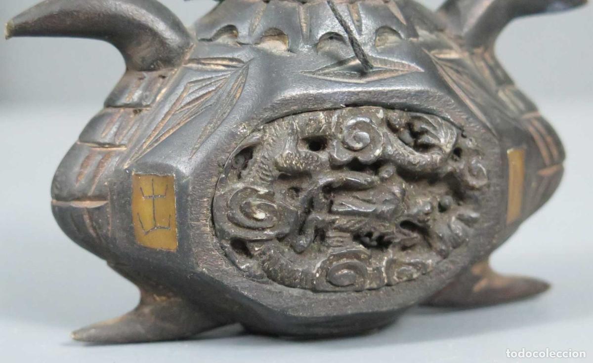 Antig&uuml;edades: RECIPIENTE DE MADERA TALLADA. ORIENTE. SIGLO XX - Foto 3