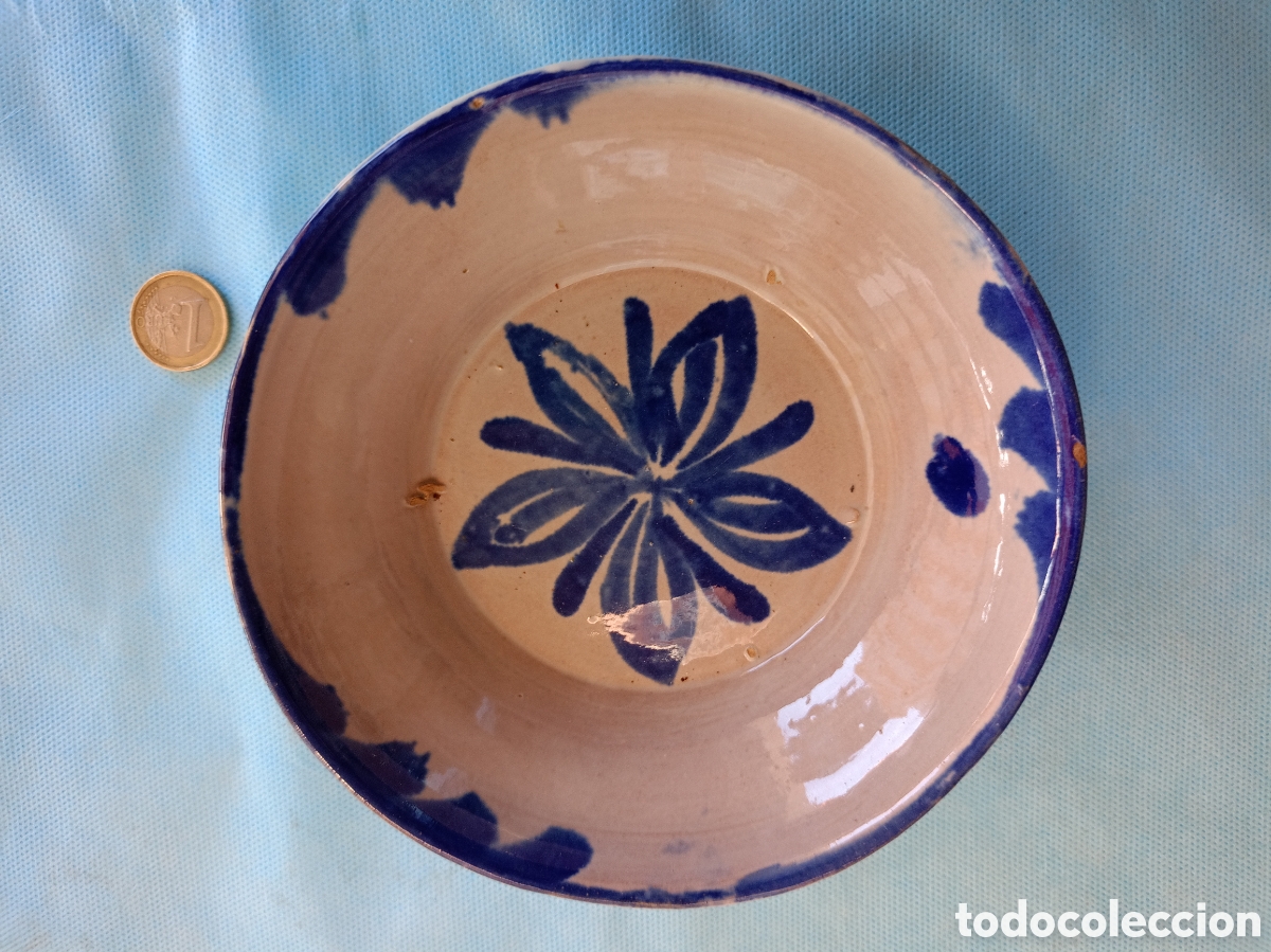 Antig&uuml;edades: CUENCO LEBRILLO PINTADO A MANO. GRANADA? - Foto 1