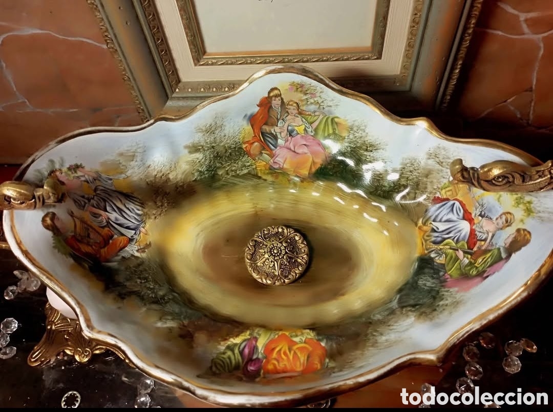 Antig&uuml;edades: Centro porcelana bronce - Foto 3