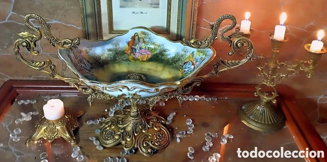 Antig&uuml;edades: Centro porcelana bronce - Foto 7