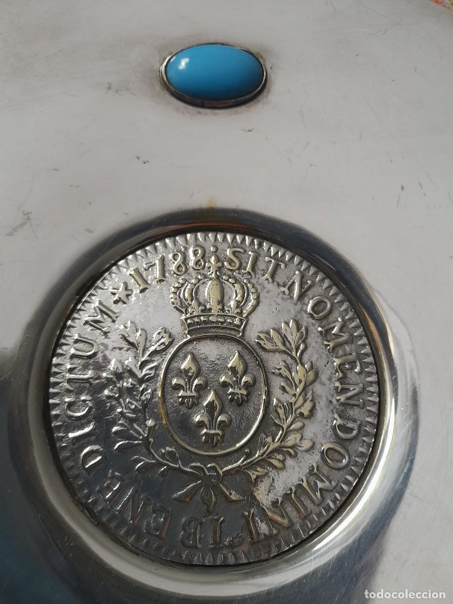 Antig&uuml;edades: Antiguo posavasos plateado con turquesa - Foto 2