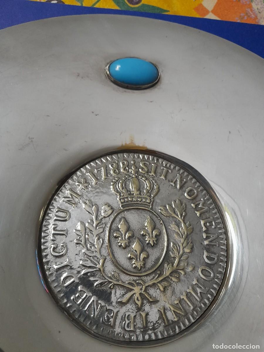 Antig&uuml;edades: Antiguo posavasos plateado con turquesa - Foto 4