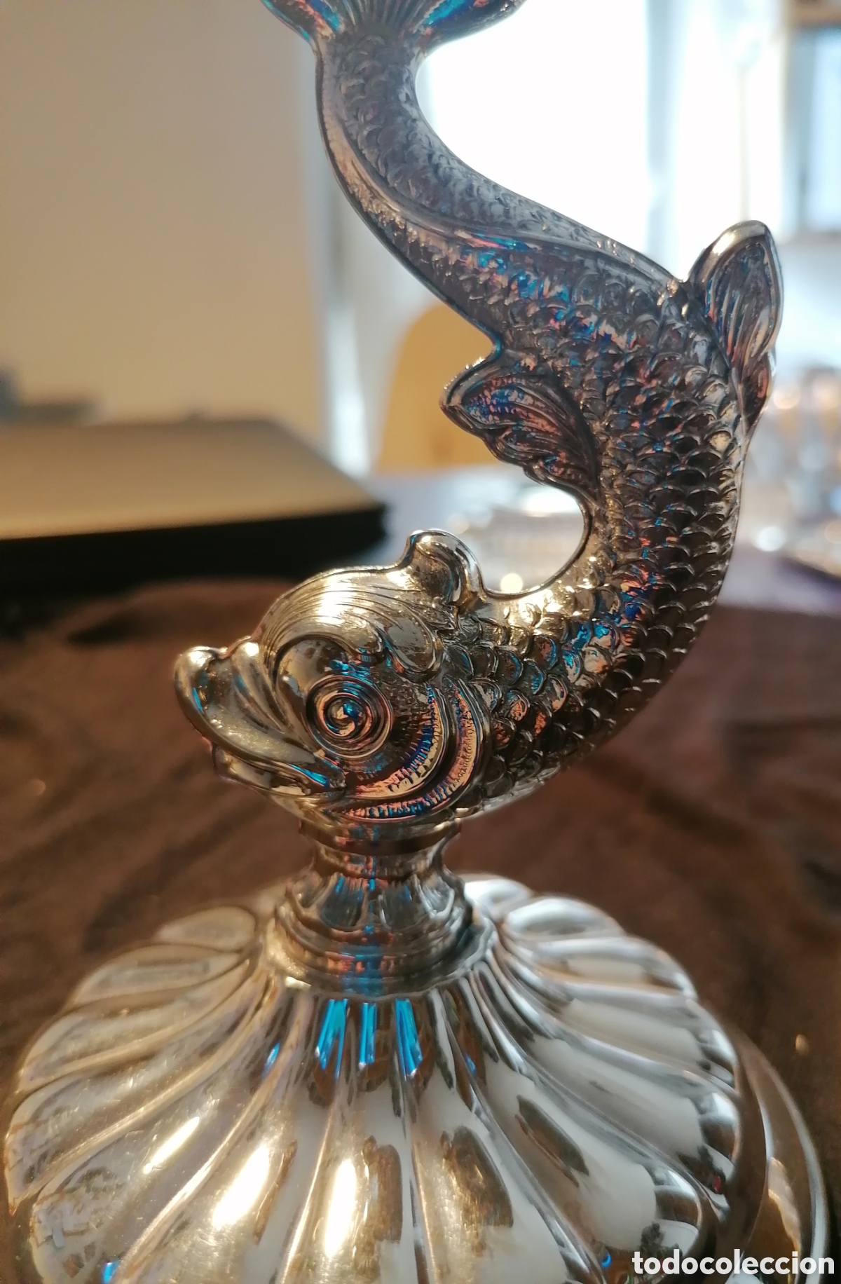 Antig&uuml;edades: CANDELERO DELFIN PLATA PEDRO DUR&Aacute;N - Foto 2