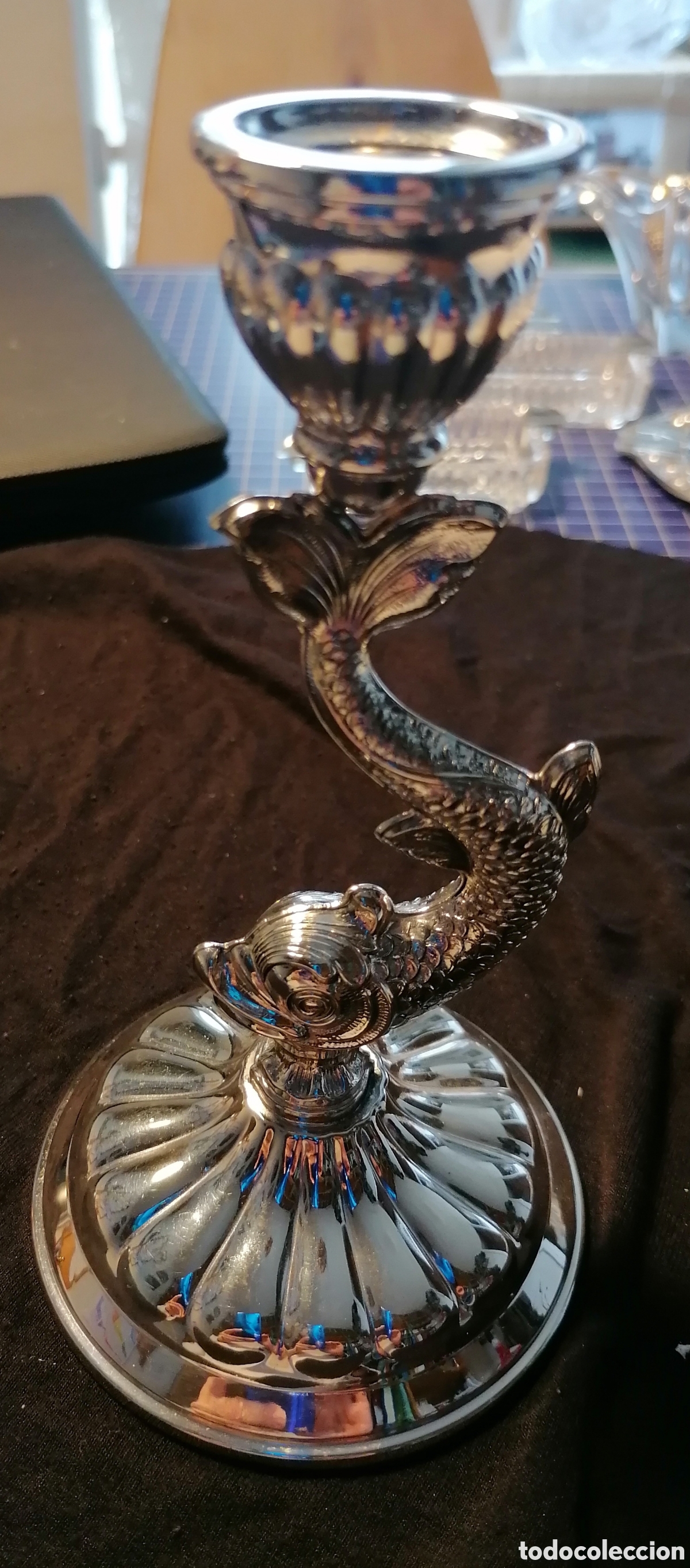 Antig&uuml;edades: CANDELERO DELFIN PLATA PEDRO DUR&Aacute;N - Foto 3