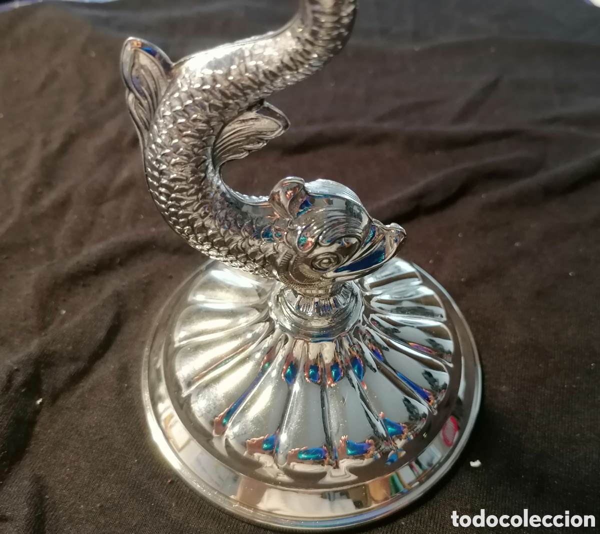 Antig&uuml;edades: CANDELERO DELFIN PLATA PEDRO DUR&Aacute;N - Foto 4