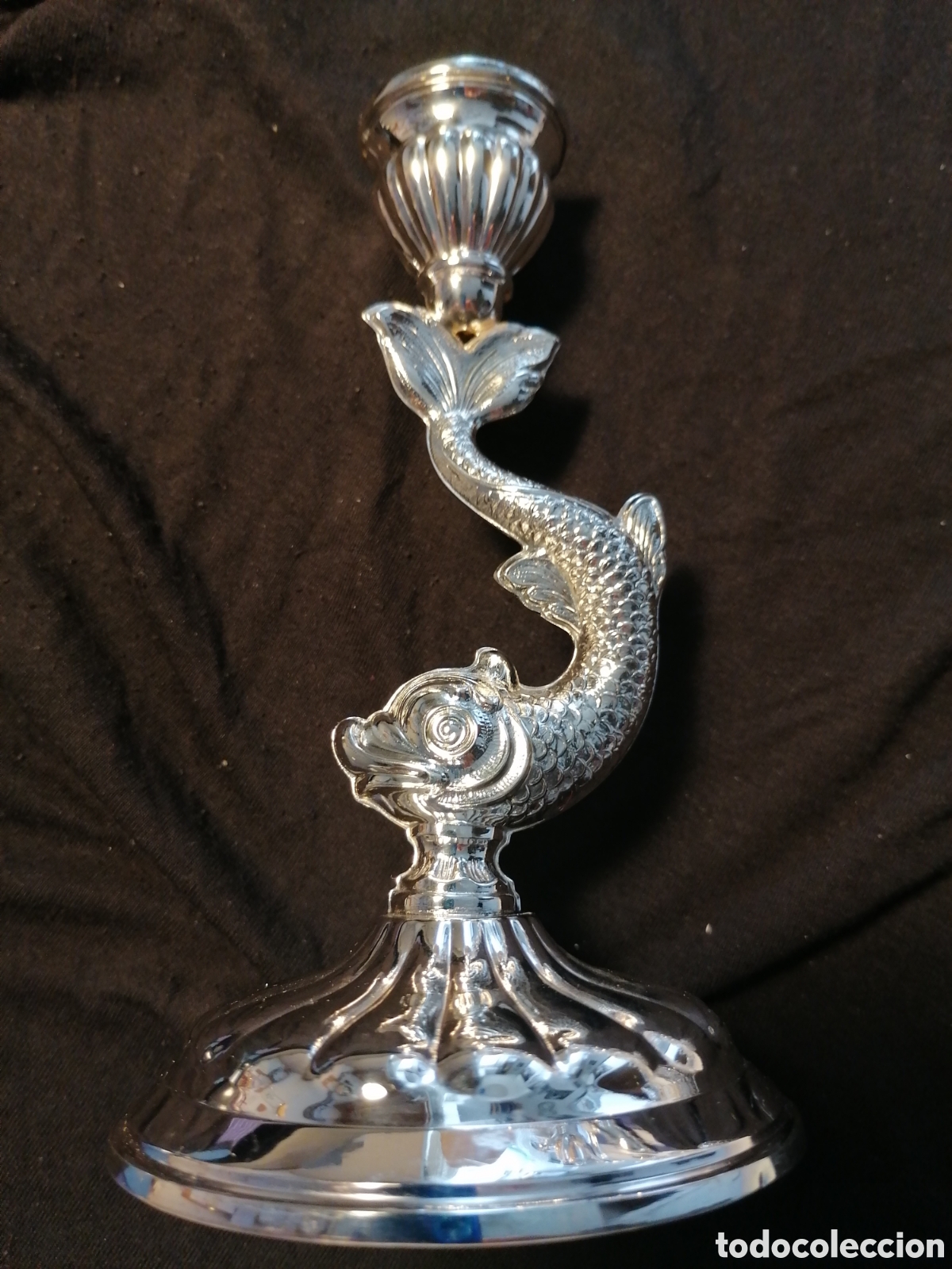 Antig&uuml;edades: CANDELERO DELFIN PLATA PEDRO DUR&Aacute;N - Foto 1