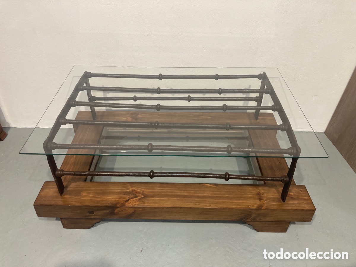 Antig&uuml;edades: Antigua mesa de reja con Cristal - Foto 2