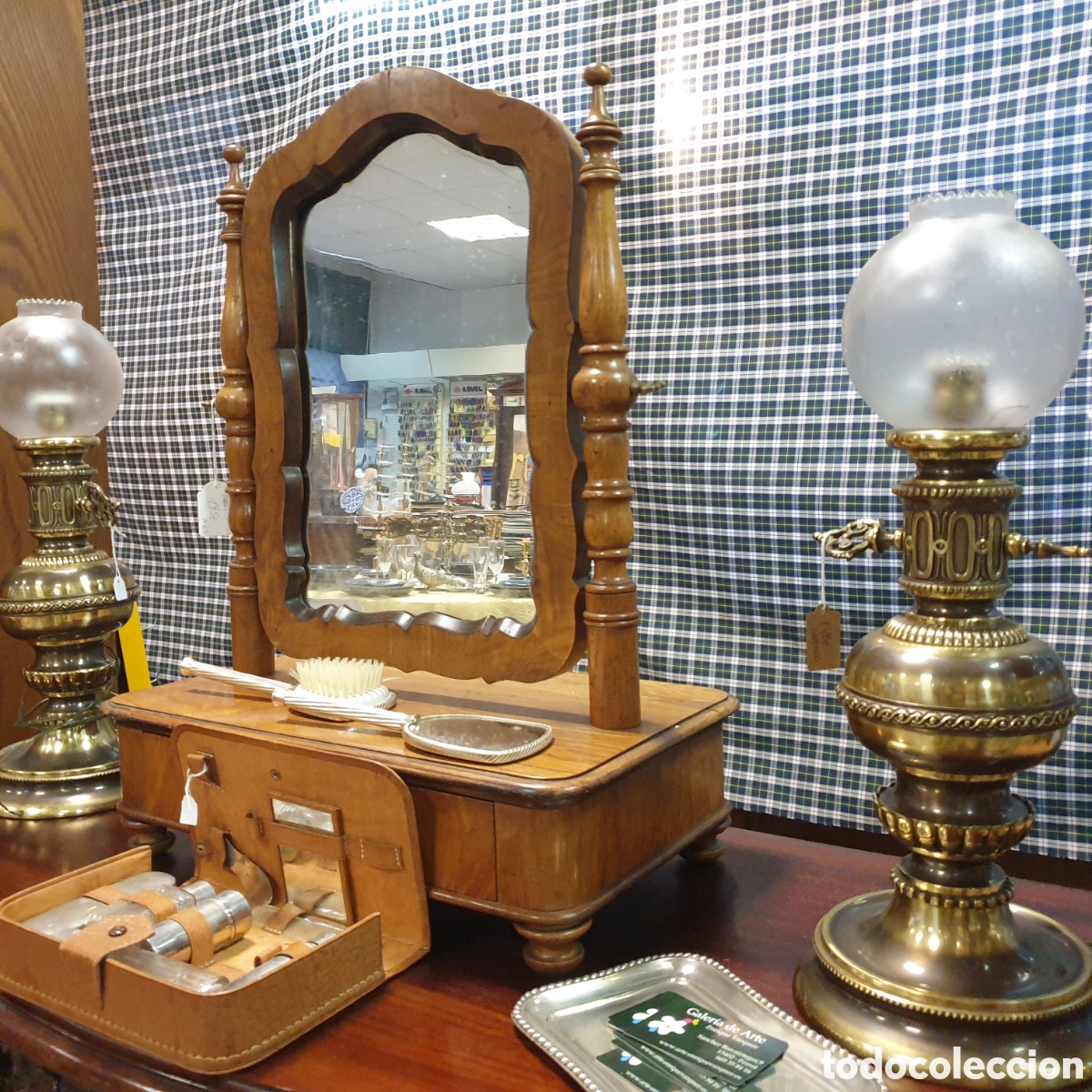 Antig&uuml;edades: l&aacute;mpara de laton sobremesa - Foto 3