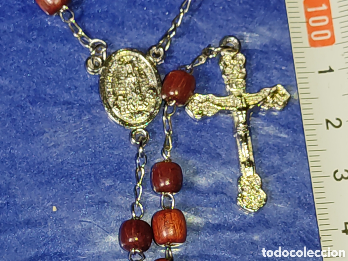 Antig&uuml;edades: Rosario de Fatima de madera. - Foto 3