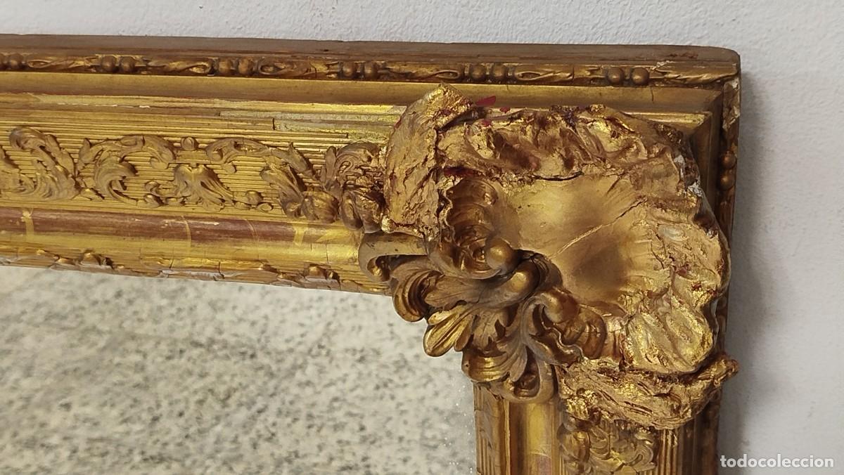 Antig&uuml;edades: ESPEJO FRANCES GRANDE RESCTANGULAR MADERA ESTUCO Y PAN DE ORO - Foto 6