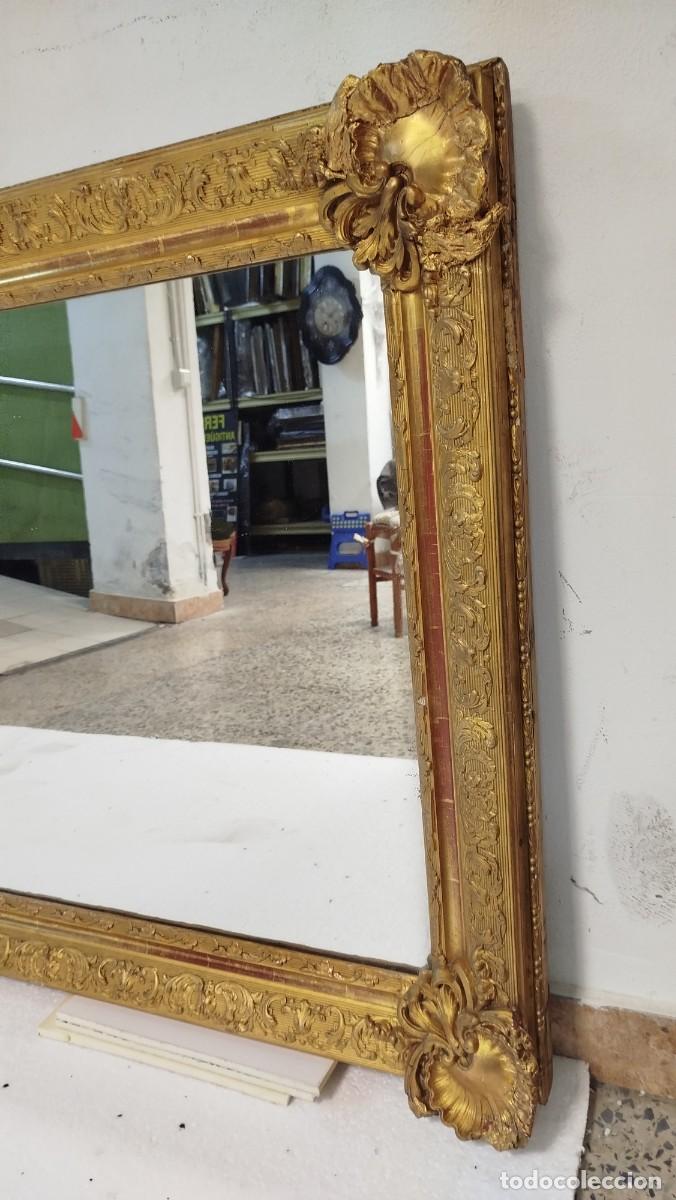 Antig&uuml;edades: ESPEJO FRANCES GRANDE RESCTANGULAR MADERA ESTUCO Y PAN DE ORO - Foto 7