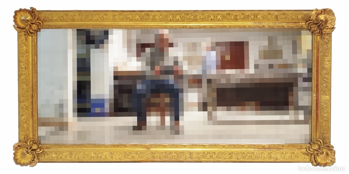 Antig&uuml;edades: ESPEJO FRANCES GRANDE RESCTANGULAR MADERA ESTUCO Y PAN DE ORO - Foto 1